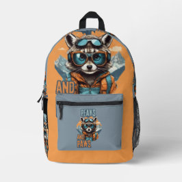 Urban Raccoon met Adventure Vibes Bedrukte Rugzak