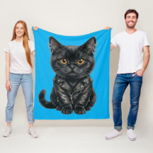 Urban Rap Kat in Leren Jas Vliesdeken