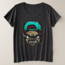 Urban Rebel: Graffiti Style Gezicht Grote Maat T-shirt