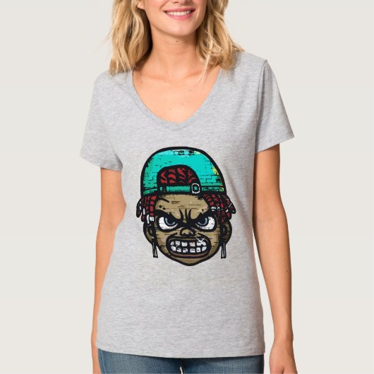 Urban Rebel: Graffiti Style Gezicht T-shirt (Voorkant)