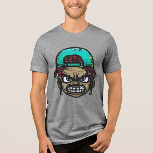 Urban Rebel: Graffiti Style Gezicht Tri-Blend Shirt
