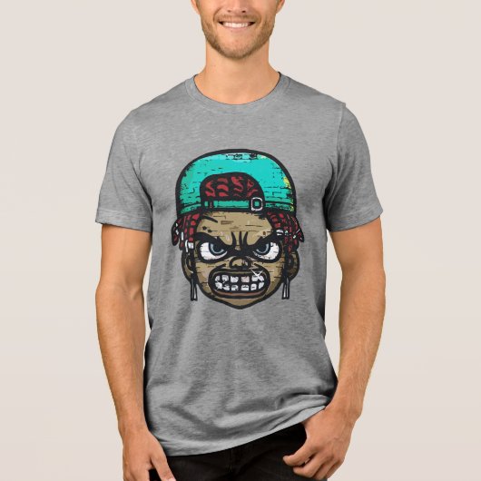 Urban Rebel: Graffiti Style Gezicht Tri-Blend Shirt (Voorkant)