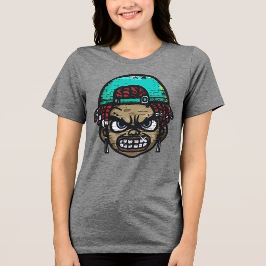 Urban Rebel: Graffiti Style Gezicht Tri-Blend Shirt (Voorkant)