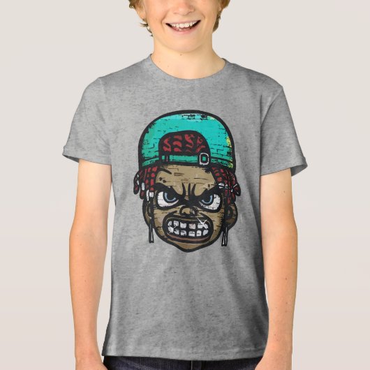 Urban Rebel: Graffiti Style Gezicht Tri-Blend Shirt (Voorkant)