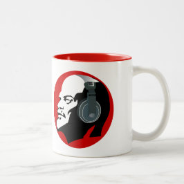 URBAN RED EN WHITE LENIN MET DJ HEADPHONES TWEEKLEURIGE KOFFIEMOK