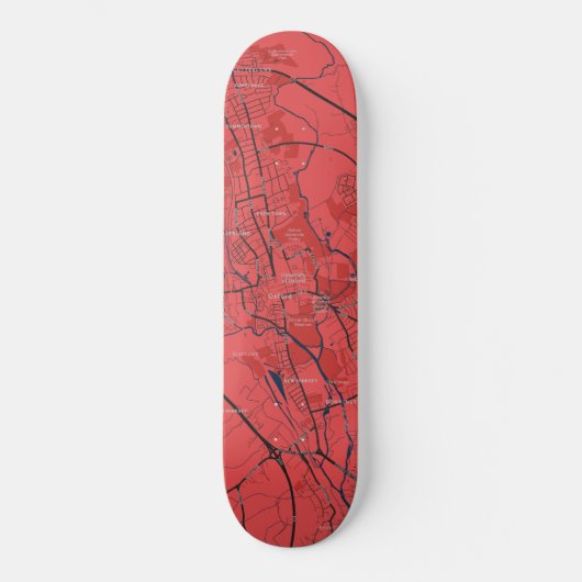 URBAN RED NAVY OXFORD UNIVERSITY UK OUTLINE MAP PERSOONLIJK SKATEBOARD (Voorkant)