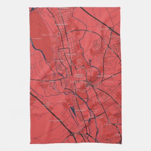 URBAN RED NAVY OXFORD UNIVERSITY UK OUTLINE MAP THEEDOEK (Verticaal)