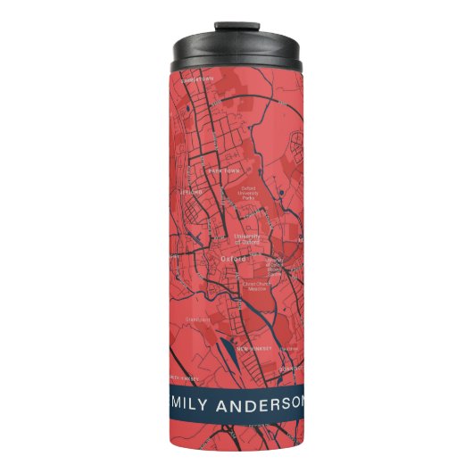 URBAN RED NAVY OXFORD UNIVERSITY UK OUTLINE MAP THERMOSBEKER (Voorkant)