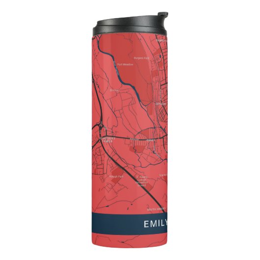 URBAN RED NAVY OXFORD UNIVERSITY UK OUTLINE MAP THERMOSBEKER (Gedraaid links)