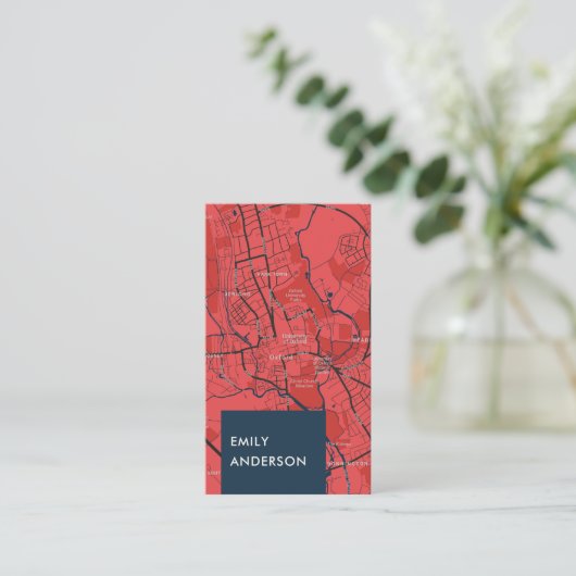 URBAN RED NAVY OXFORD UNIVERSITY UK OUTLINE MAP VISITEKAARTJE (Staand voorkant)