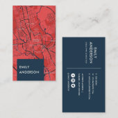 URBAN RED NAVY OXFORD UNIVERSITY UK OUTLINE MAP VISITEKAARTJE (Voorkant / Achterkant)