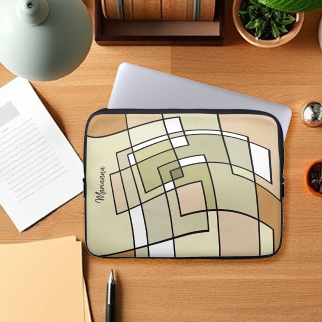 Urban Retro Chic Monogram Aardetinten Laptop Sleeve (Creator heeft geüpload)