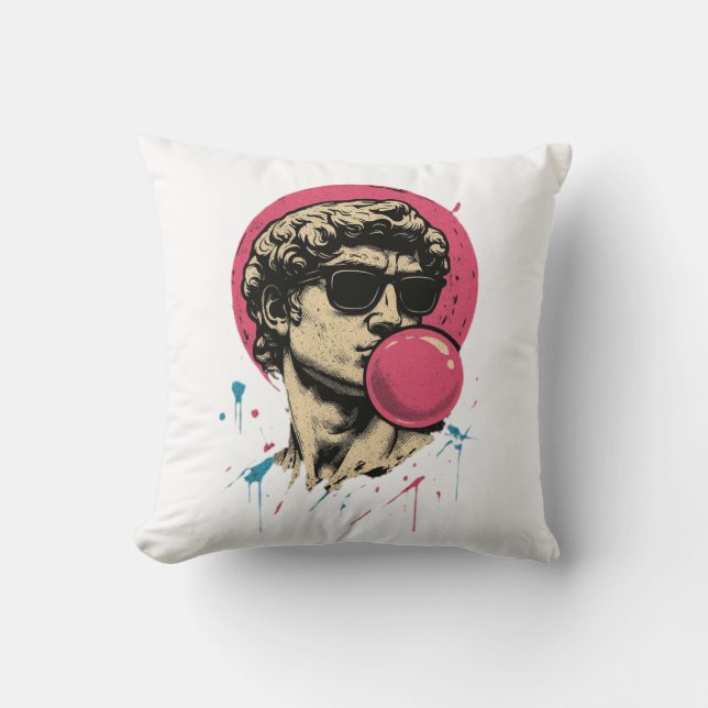 Urban Retro David — Bubblegum Pop Standbeeld Kussen (Voorkant)