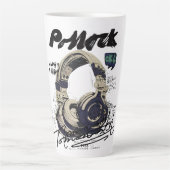 Urban Retro Headphone Vibe Illustration Latte Mok (Voorkant)