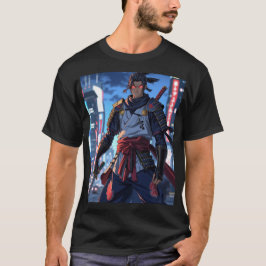 Urban Ronin: T-shirt met neonsamoerai-anime