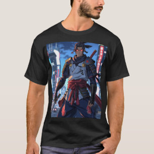 Urban Ronin: T-shirt met neonsamoerai-anime