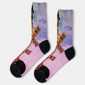 Urban Rustic Cityscape Waiting Crow Crew Socks Sokken (Links)