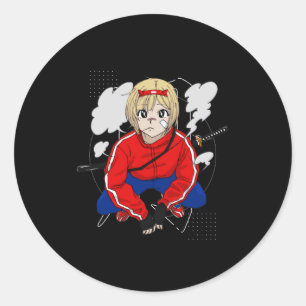 Urban Samurai - anime Samurai meisje fans Ronde Sticker