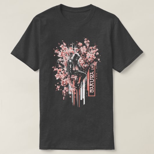 Urban Samurai onder Sakura T-shirt Modern Warrior  (Design voorkant)
