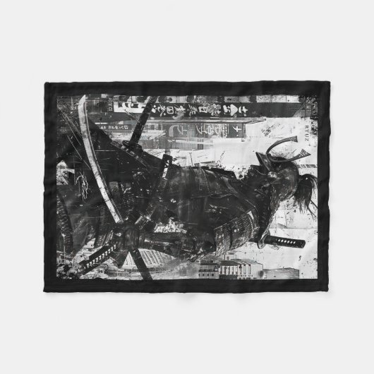 Urban Samurai Warrior Grunge Japanese Streetwear Fleece Deken (Voorkant (Horizontaal))