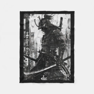 Urban Samurai Warrior Grunge Japanese Streetwear Fleece Deken