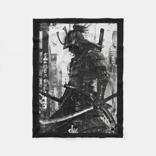 Urban Samurai Warrior Grunge Japanese Streetwear Fleece Deken (Voorkant)