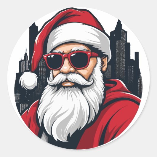 Urban Santa 3 Ronde Sticker (Voorkant)