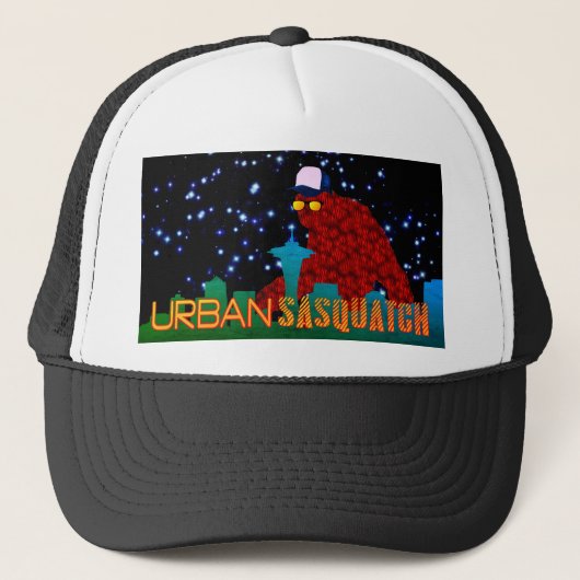 Urban Sasquatch Seattle Sterrennacht Trucker Pet (Voorkant)