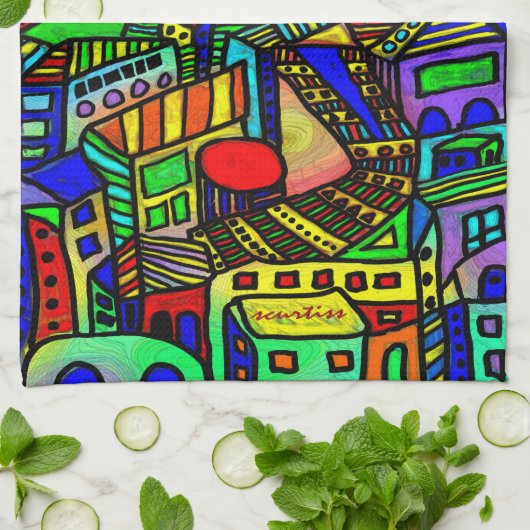 Urban Scene Kitchen Towel Theedoek (Gevouwen)