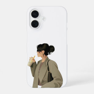 Urban Sip – Geïllustreerde slanke iPhone-hoes iPhone 16 Hoesje