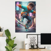 Urban Skater Kid – Street Style Poster Art (Thuiskantoor)