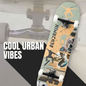 Urban Skater Photo Collage Sage Green en Tan Persoonlijk Skateboard
