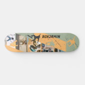 Urban Skater Photo Collage Sage Green en Tan Persoonlijk Skateboard (Horizontaal)