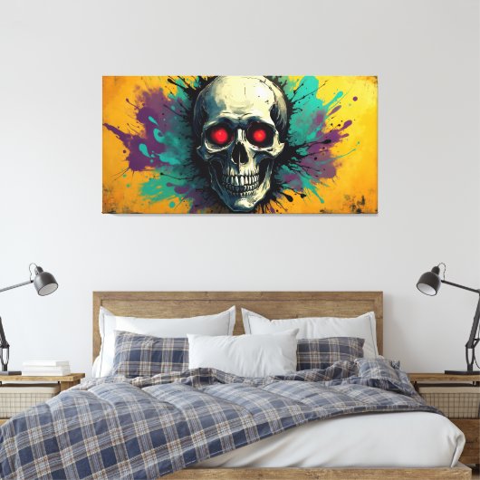 Urban Skull Drip Canvas Afdruk (Insitu (Slaapkamer))