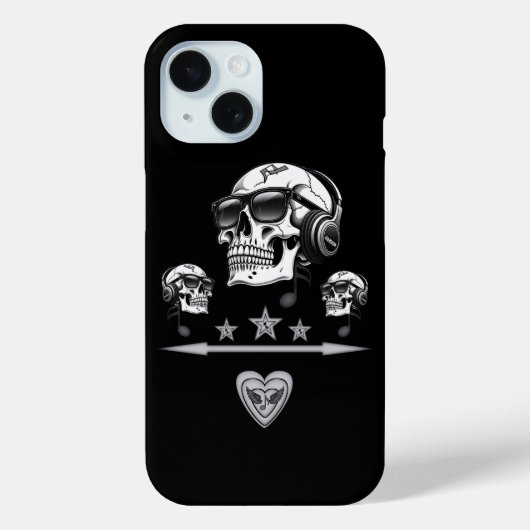 Urban Skull Hoofdtelefoon iPhone 15 Hoesje (Achterkant)