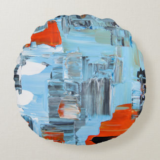 Urban Sky Palette Abstract Round Throw Pillow Rond Kussen