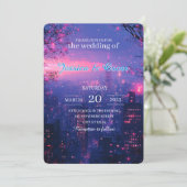 Urban Skyline met Twilight Hues bruiloft Kaart (Staand voorkant)