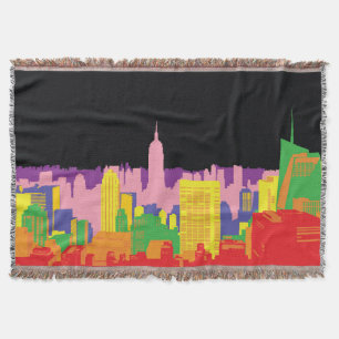 Urban Skyline: Nacht Regenboog Decor. Deken