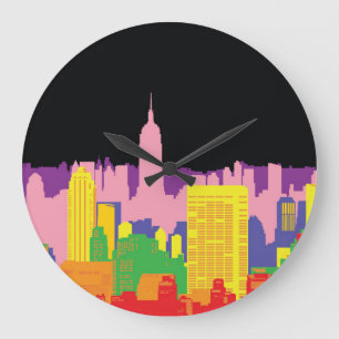 Urban Skyline: Nacht Regenboog Decor. Grote Klok
