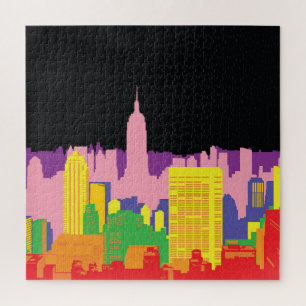 Urban Skyline: Nacht Regenboog Decor. Legpuzzel