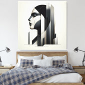 Urban Skyline Profile Canvas Afdruk (Insitu (Slaapkamer))