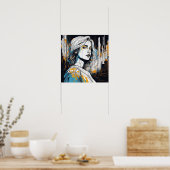 Urban Soul: Een vrouwenportret - Abstracte kunst Poster (Keuken)