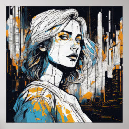 Urban Soul: Een vrouwenportret - Abstracte kunst Poster