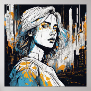 Urban Soul: Een vrouwenportret - Abstracte kunst Poster