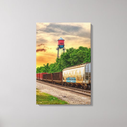 Urban Steam Punk Sunset Canvas Afdruk (Voorkant)