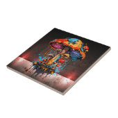 Urban Steampunk Vibes - Artistieke Groovy Paddenst Tegeltje (Zijkant)