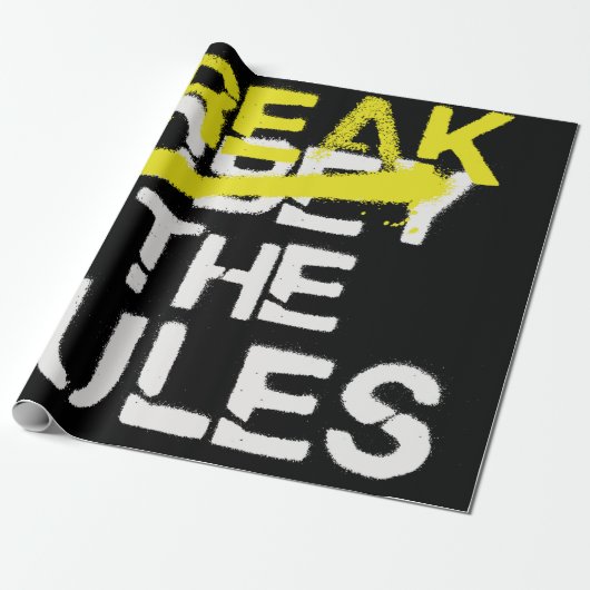 Urban street art break the rules stencil graffiti cadeaupapier (Uitgerold)