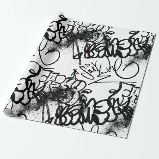 Urban Street Art Graffiti Pattern Wrapping Paper Cadeaupapier (Uitgerold)