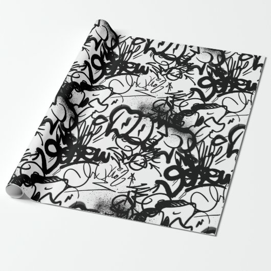 Urban Street Art Graffiti Pattern Wrapping Paper Cadeaupapier (Uitgerold)