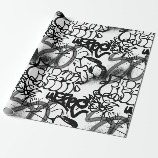 Urban Street Art Graffiti Pattern Wrapping Paper Cadeaupapier (Uitgerold)